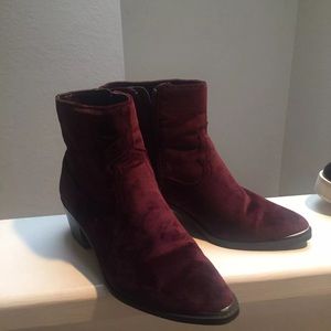 Burgundy suede boots